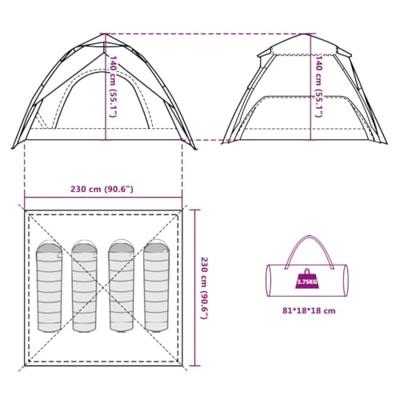 Koepeltent 4-persoons snelontgrendeling groen