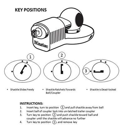 Masterlock Universal Trailer Coupler Lock - Zinc, nickle plated body - Front Keyw - 377EURDAT Masterlock Universal Trailer Coupler Lock - Zinc, nickle plated body - Front Keyw - 377EURDAT