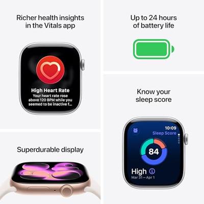 Apple Watch Series 11 GPS + Cellular - 46 mm - Slate Titanium kast - Zwarte sportband - M/L - thumbnail