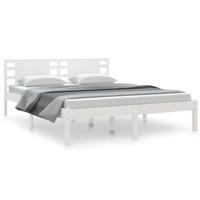 Bedframe massief hout wit 150x200 cm - thumbnail