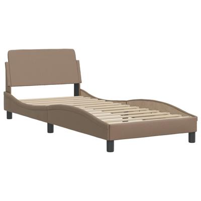 Bedframe met hoofdbord kunstleer cappucinnokleurig 80x200 cm