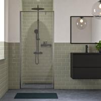 Sealskin Contour Draaideur Voor Nis 90x200 cm, 6 mm Helder Veiligheidsglas met Antikalklaag Mat Grijs - thumbnail