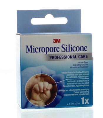 3M Micropore silicone hechtpleister 2.5cm x 5m 1 Stuks 3M Micropore silicone hechtpleister 2.5cm x 5m 1 Stuks