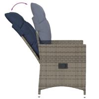 Tuinstoelen 2 st verstelbaar met kussens poly rattan grijs - thumbnail