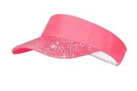 Zonneklep neon roze met steentjes - thumbnail