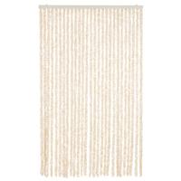 VidaXL Vliegengordijn 118x220 cm chenille beige en wit - thumbnail