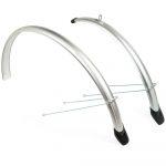 Eurofender spatbordenset 28 inch 58 mm kunststof zilver
