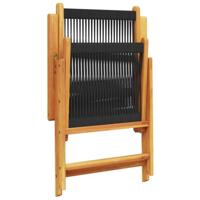 Tuinstoelen 2 st massief acaciahout en polypropeen zwart - thumbnail