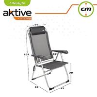 Klapstoel met Hoofdsteun Aktive Zwart 44 x 55 x 101 cm - thumbnail