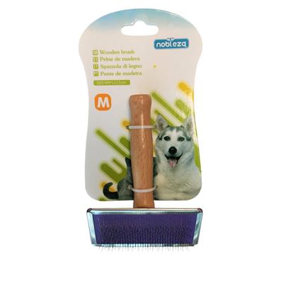 Nobleza Slickerborstel voor hond en kat - Houten handvat - 9 cm Nobleza Slickerborstel voor hond en kat - Houten handvat - 9 cm