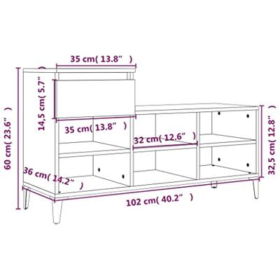 VidaXL Schoenenkast 102x36x60 cm bewerkt hout sonoma grijs