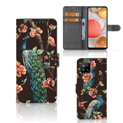 Samsung Galaxy A42 5G | Telefoonhoesje | Met pasjeshouder | Pauw met Bloemen