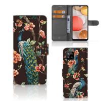 Samsung Galaxy A42 5G | Telefoonhoesje | Met pasjeshouder | Pauw met Bloemen - thumbnail