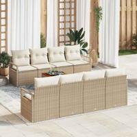 Tuinbankenset met kussen 9 pcs Beige poly rattan - thumbnail
