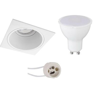 LED Inbouwspot Set Vierkant - GU10 - Mat Wit - 8W - Koud Wit 6400K