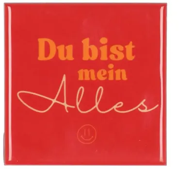 Daan Kromhout Design tegeltje keramiek du bist mein alles 10x10cm red