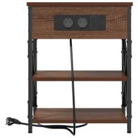 Nachtkastje met Oplaadstation bruin eikenkleur Bewerkt hout - thumbnail