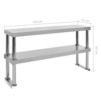 Verhoging voor werktafel 2-laags 120x30x65 cm roestvrij staal - thumbnail