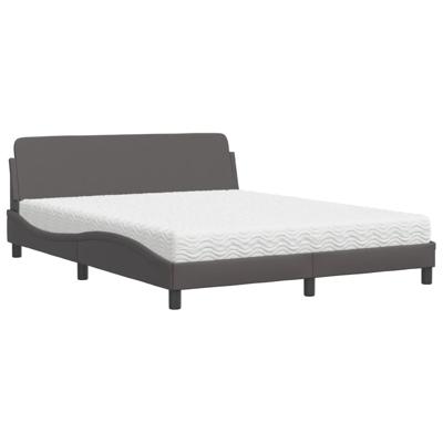 Bed met matras kunstleer grijs 180x200 cm - thumbnail