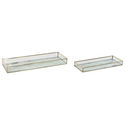 Set van trays Home ESPRIT Wit Gouden Metaal Kristal 42 x 15 x 4 cm (2 Stuks) Set van trays Home ESPRIT Wit Gouden Metaal Kristal 42 x 15 x 4 cm (2 Stuks)