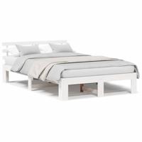 Bedframe met hoofdeinde Wit 135 x 190 cm Massief grenenhout - thumbnail