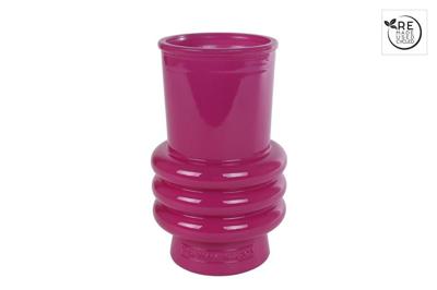 Vaas Rings glossy fuchsia glas 10x10x17cm