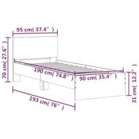 Bedframe met hoofdbord en LED gerookt eikenkleurig 90x190 cm - thumbnail