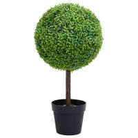 VidaXL Kunstplant met pot buxus bolvorming 50 cm groen - thumbnail