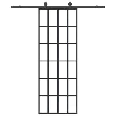 Schuifdeur met beslagset 76x205 cm ESG glas zwart