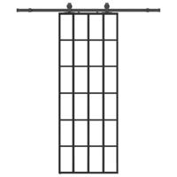 Schuifdeur met beslagset 76x205 cm ESG glas zwart - thumbnail