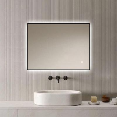 Loxa - Rechthoekige Badkamerspiegel Sorento met led 80x60cm - Zwarte omlijsting - Dimbaar - 3 Led standen - Condensvrij vlak - Duurzame kwalieit - Eenvoudige installatie