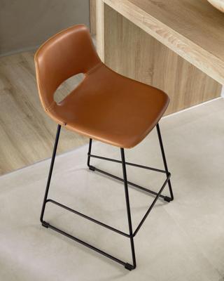 Kave Home Zahara barkruk H76 kunstleer Bruin Kave Home Zahara barkruk H76 kunstleer Bruin