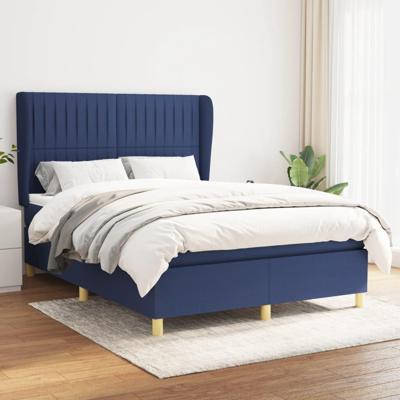 Boxspring met matras stof blauw 140x190 cm