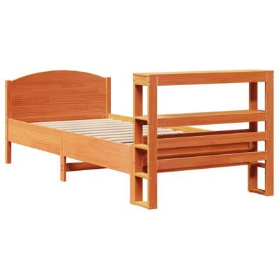 Bedframe zonder matras massief grenenhout wasbruin 90x200 cm