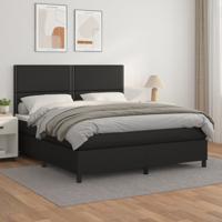 Boxspring met matras kunstleer zwart 180x200 cm - thumbnail