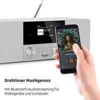 TechniSat DIGITRADIO 4 C - Stereo Digitaal Radio (DAB+, FM, kleurendisplay, Bluetooth-audio streaming, hoofdtelefoonaansluiting, AUX-in, radiowekker, OLED-display, 20 Watt RMS, Elac-luidsprekers) wit - thumbnail