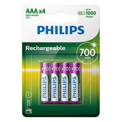 Philips HR03 Oplaadbare AAA batterij (potlood) NiMH 700 mAh 1.2 V 4 stuk(s) Philips HR03 Oplaadbare AAA batterij (potlood) NiMH 700 mAh 1.2 V 4 stuk(s)