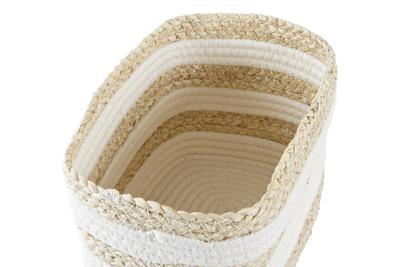 Mand DKD Home Decor Wit Beige Natuurlijke Vezel 28 x 20 x 18 cm