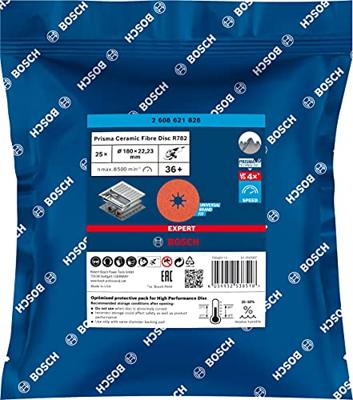 Bosch Accessoires Expert R782 keramische prisma-fiberschijf 180 mm, 22,23 mm, K36 - 1 stuk(s) - 2608621828