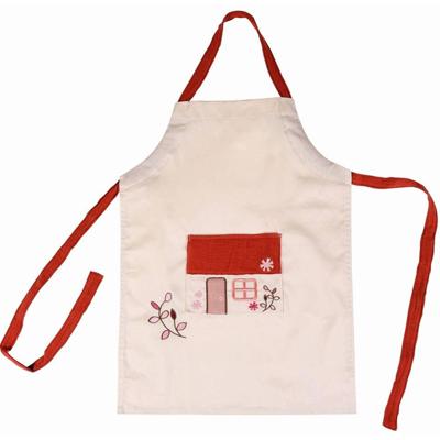 Schortje van katoen - Geborduurd Huisje