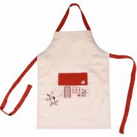 Schortje van katoen - Geborduurd Huisje - thumbnail