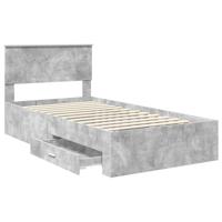 Bedframe met hoofdeinde Beton Grijs 100 x 200 cm Bewerkt hout - thumbnail