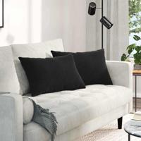 Sofa Kussens 2 pcs Zwart 60 x 40 cm Katoen Stof - thumbnail