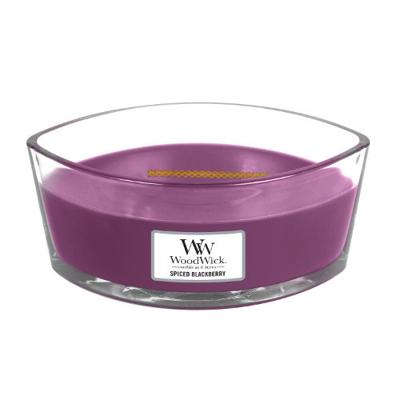 WoodWick Geurkaars Ellipse Spiced Blackberry - 9 cm / 19 cm - Geurkaars in Glas - Houten Lont WoodWick Geurkaars Ellipse Spiced Blackberry - 9 cm / 19 cm - Geurkaars in Glas - Houten Lont