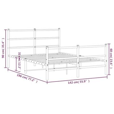 Bedframe met hoofd- en voeteneindemetaal zwart 135x190 cm