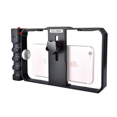YELANGU YLG0901B VLogging live uitzending smartphone plastic kooi video rig filmmaken opname handvat stabilisator beugel voor iPhone Galaxy Huawei