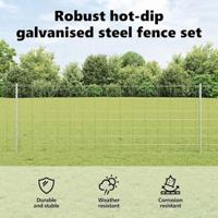 VidaXL Hek met paal zilver 0,8 x 25 m staal - thumbnail