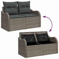 Tuinbankenset met opslag 9 pcs Grijs poly rattan - thumbnail