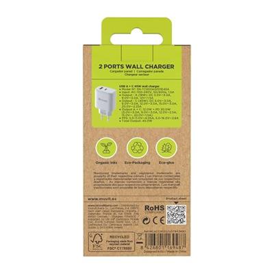 Oplader Muvit for Change MCD356 Wit 18 W 45 W Oplader Muvit for Change MCD356 Wit 18 W 45 W