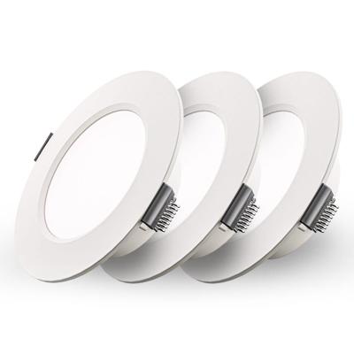 Set van 3 Georgia LED platte Inbouwspots wit - 6 Watt 490lm - Rond - 6500K Daglicht Wit - Ø120 mm - IP20 voor binnen - Inbouwdiepte 25mm